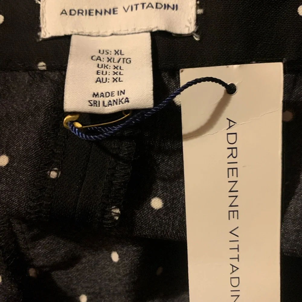 Adrienne Vittadini Black Asymmetrical Skirt with White Dots - Picture 4 of 5